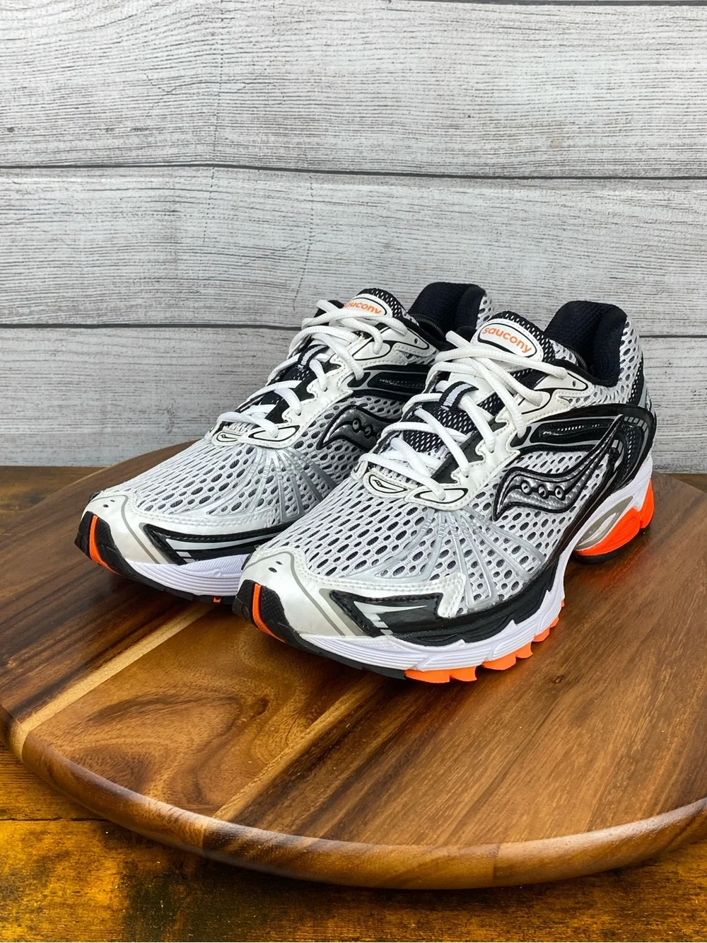 Saucony Ride 5 Millennium Silver White Orange Y2K Sneakers Men’s Shoe Size 12